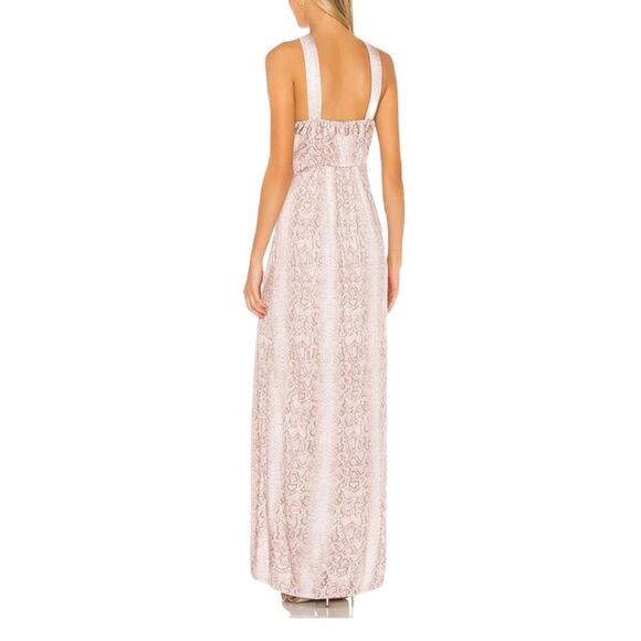 BCBGMAXAZRIA sleeveless cross front maxi dress bare pink python snake print S - Picture 4 of 7